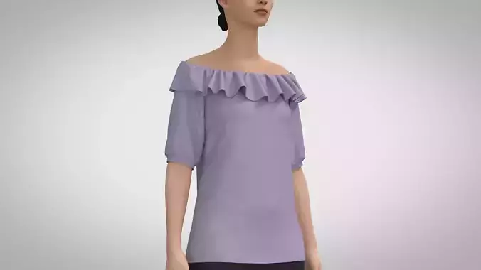 Ruffle Collar Blouse 3D model