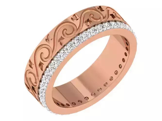 Diamond band ring 3dm stl obj gltf glb 3mf renders details