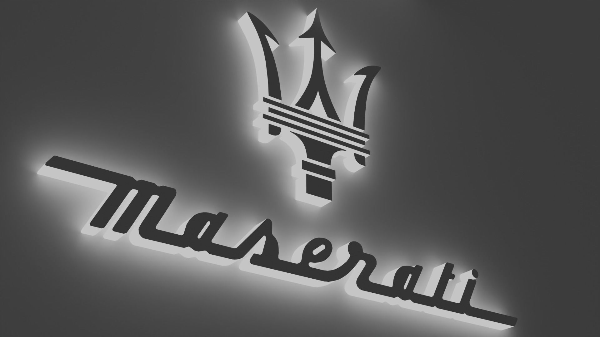 Maserati 3d logo model Low-poly 3D model_1