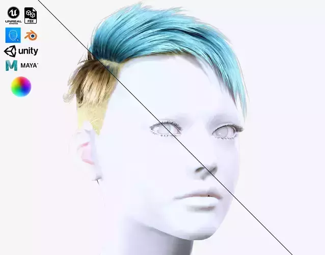 Female Short Hair Low-poly 3D model