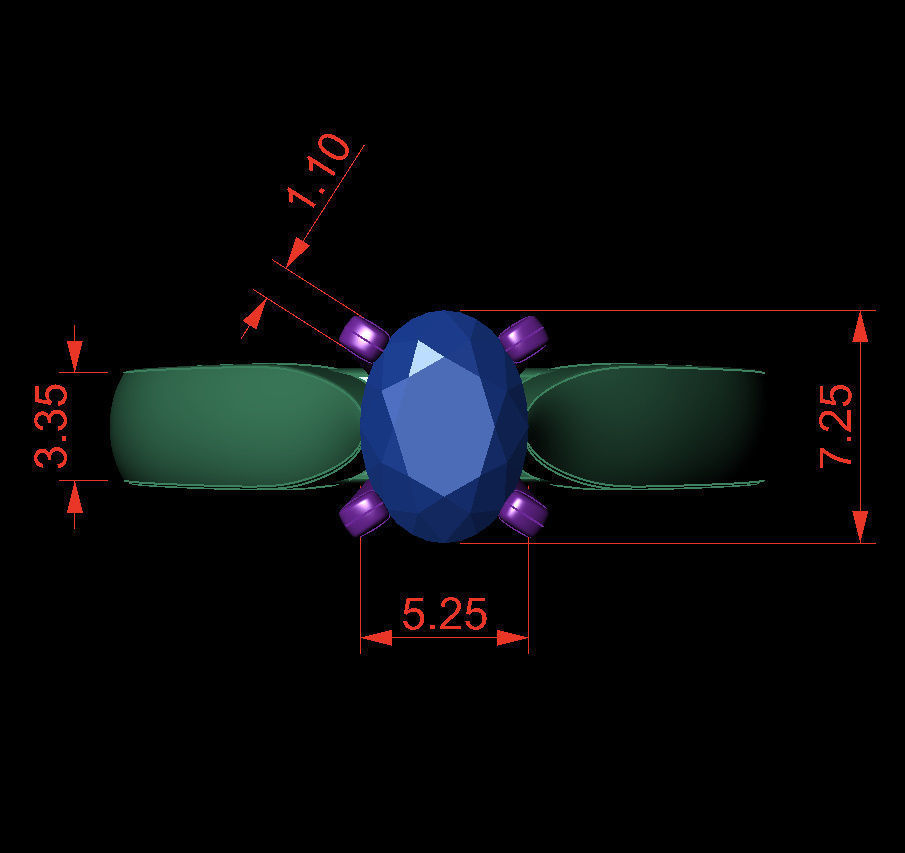 Oval 0-75-CT Quarter Round Profile Shank Width 2-90mm 3D print model_3