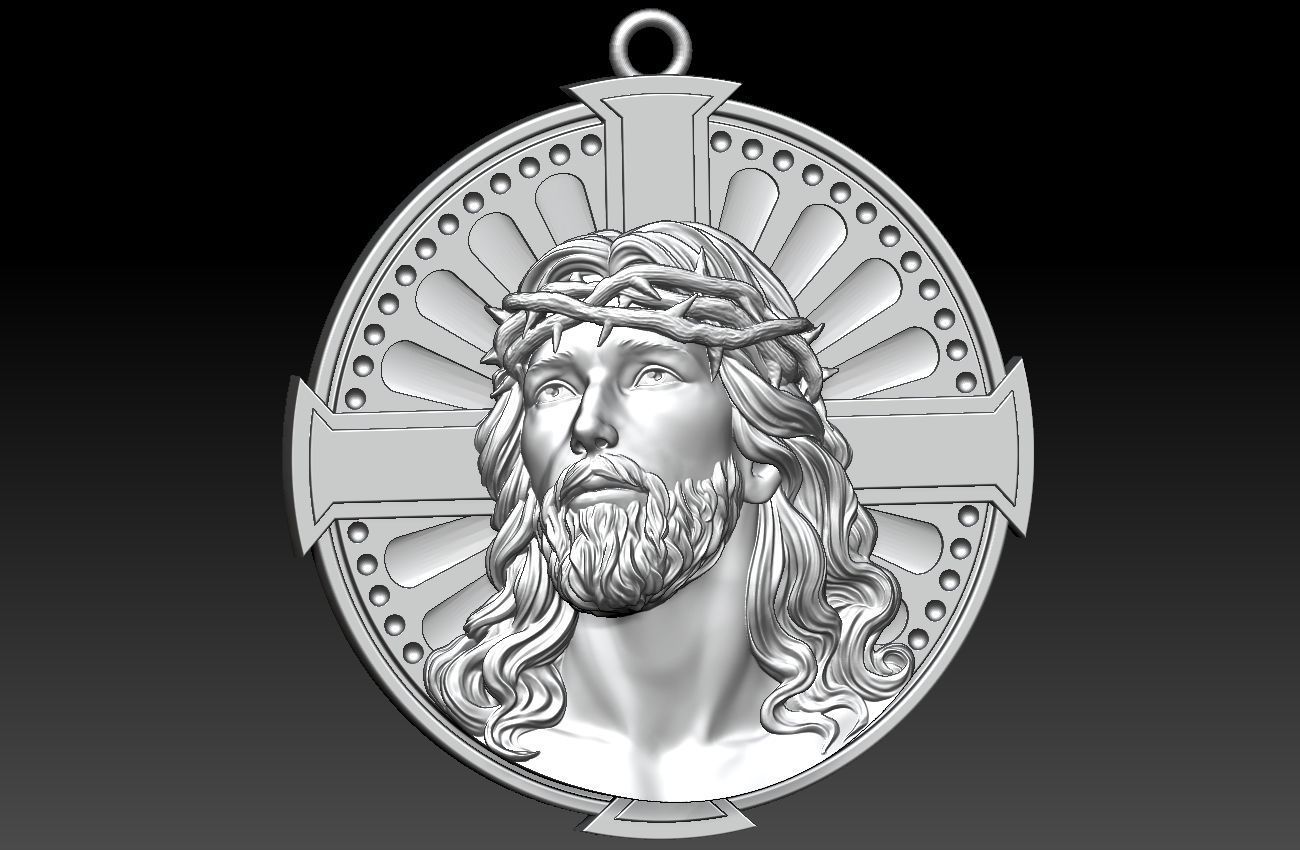 Jesus Head pendant 3D print model_11