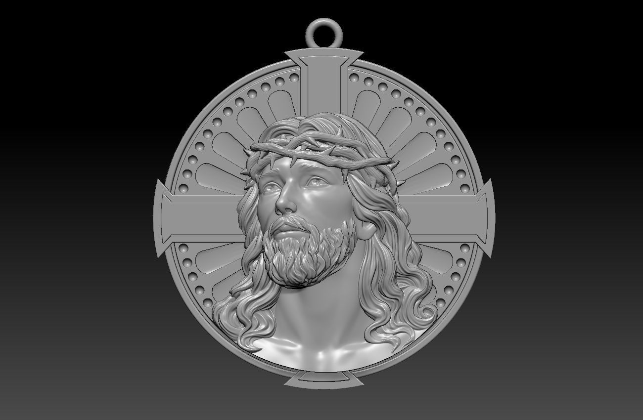Jesus Head pendant 3D print model_10