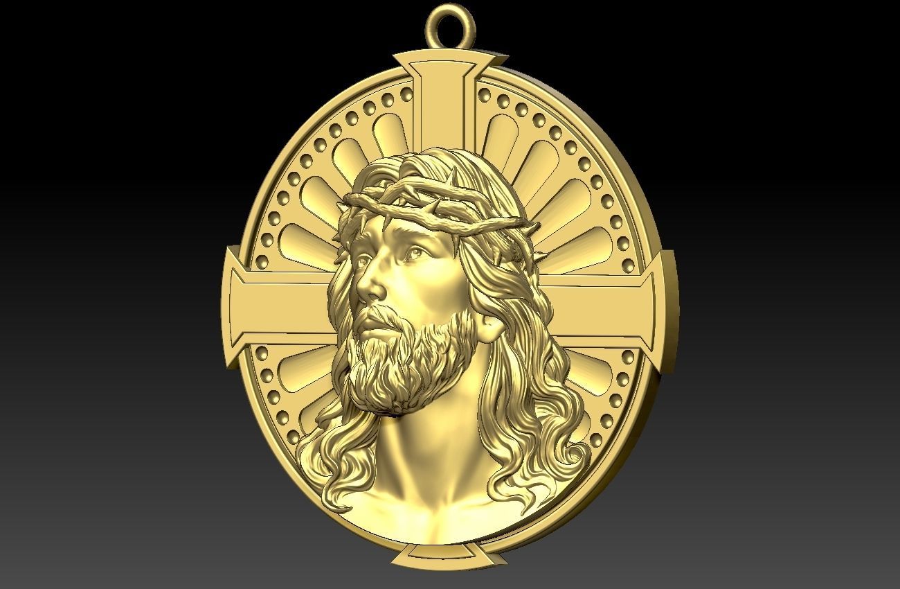 Jesus Head pendant 3D print model_2