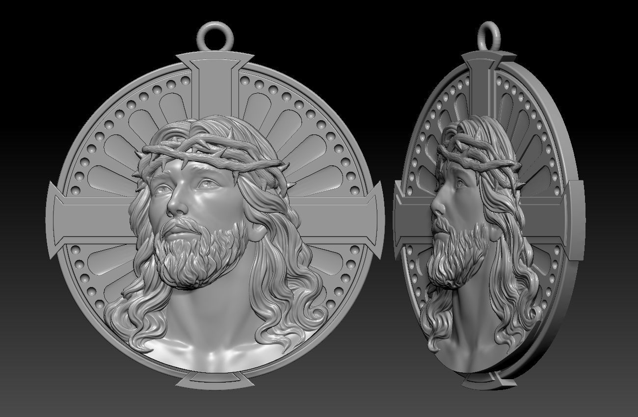Jesus Head pendant 3D print model_4