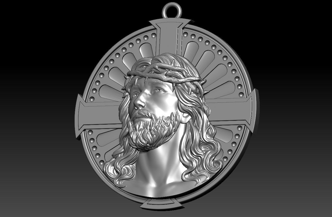 Jesus Head pendant 3D print model_3