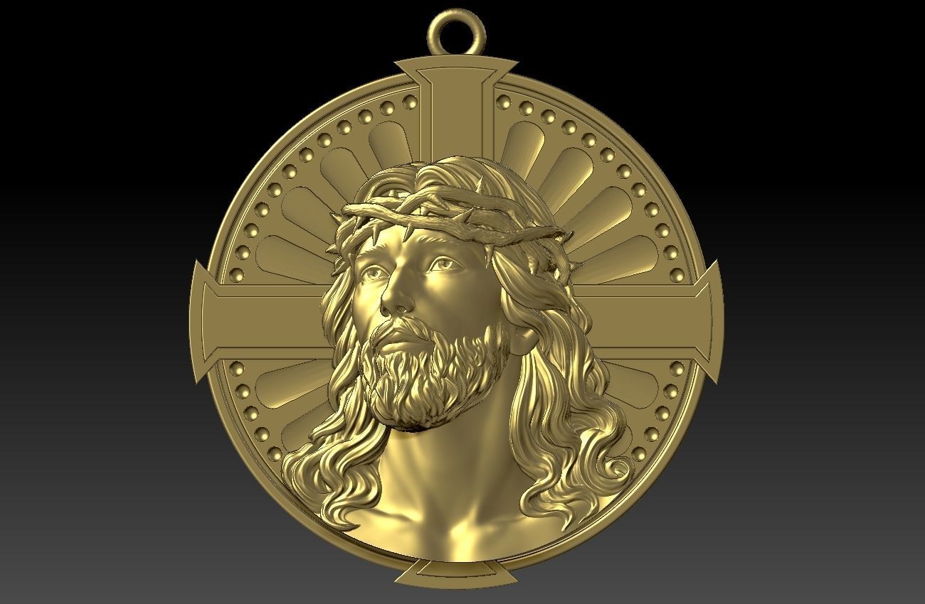 Jesus Head pendant 3D print model_5