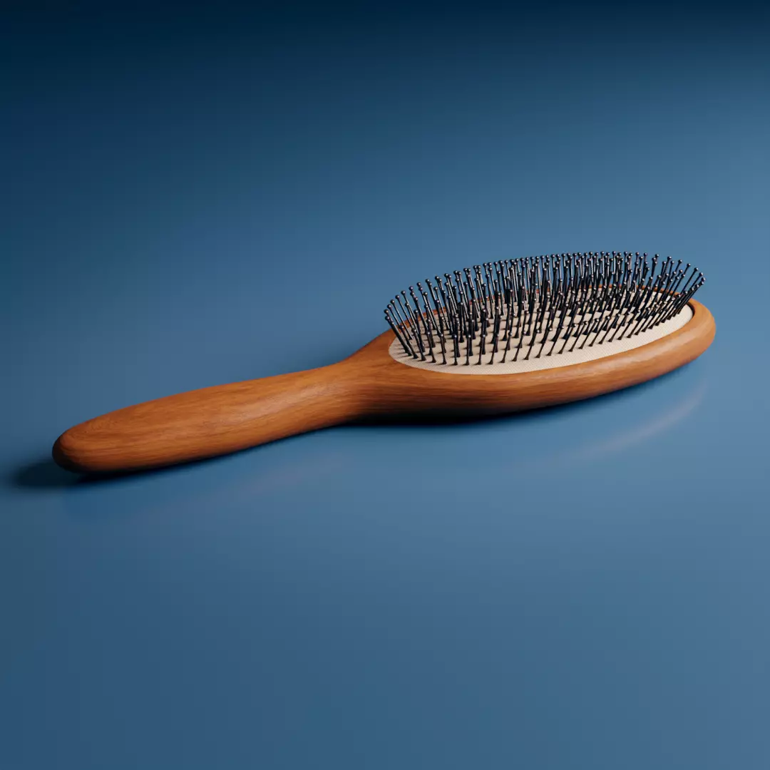 Synthetic Bristle Hair Brush Low-poly 3D model_0
