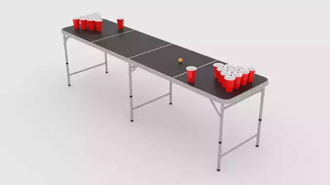 Beer pong table and cups