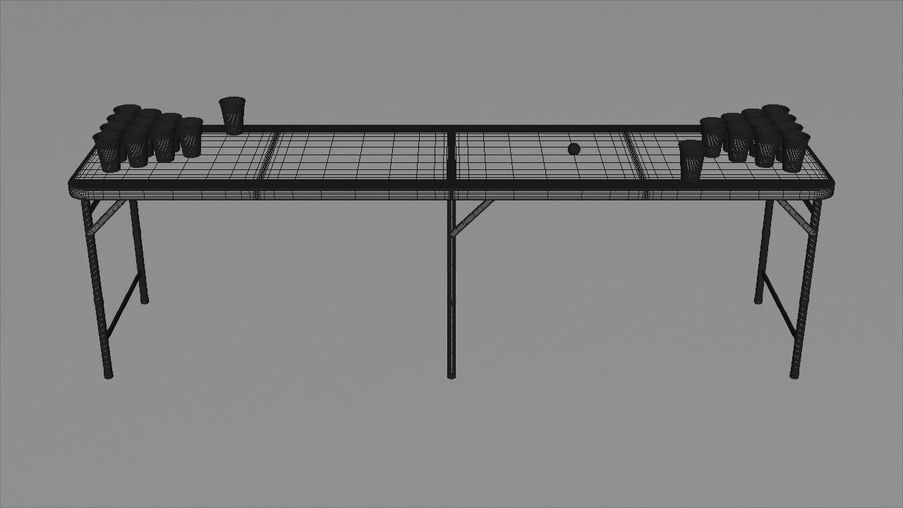 Beer pong table and cups 3D model_6
