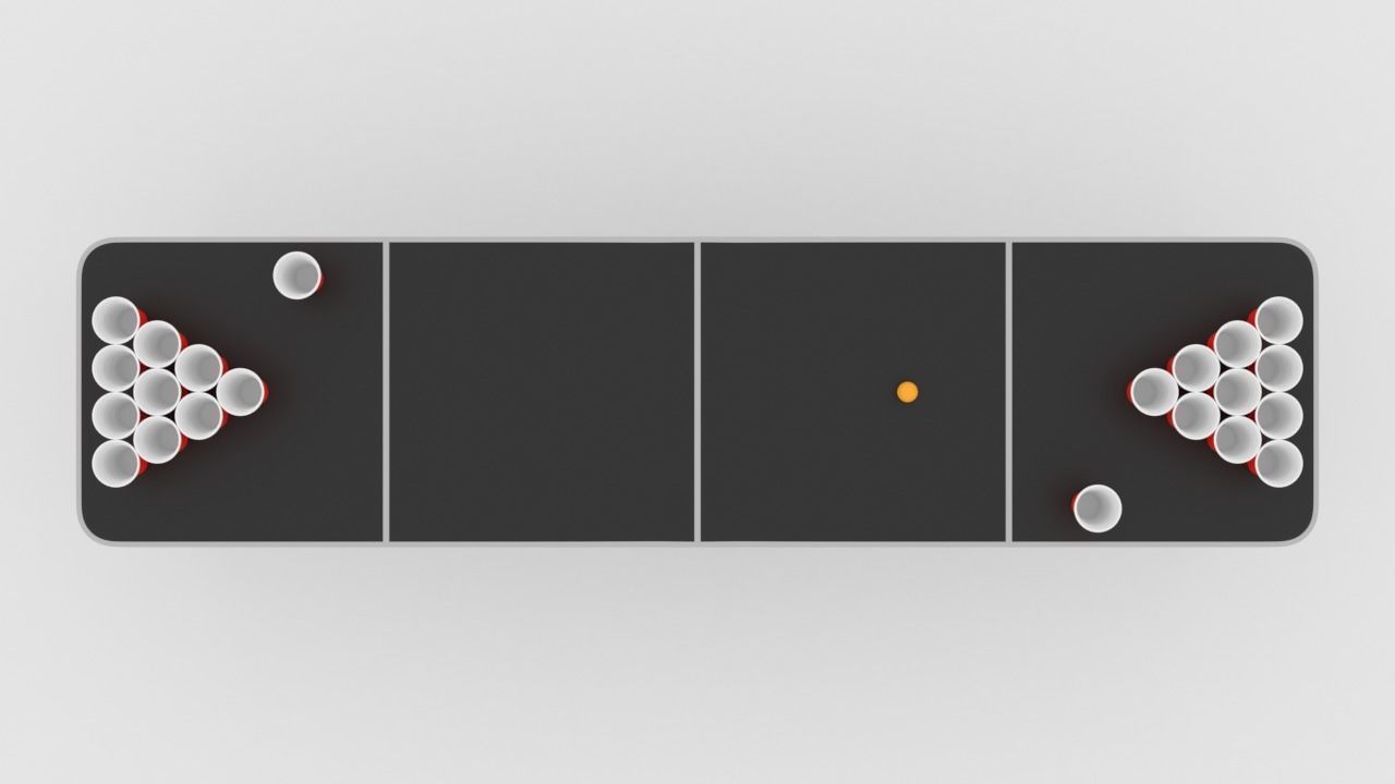 Beer pong table and cups 3D model_3