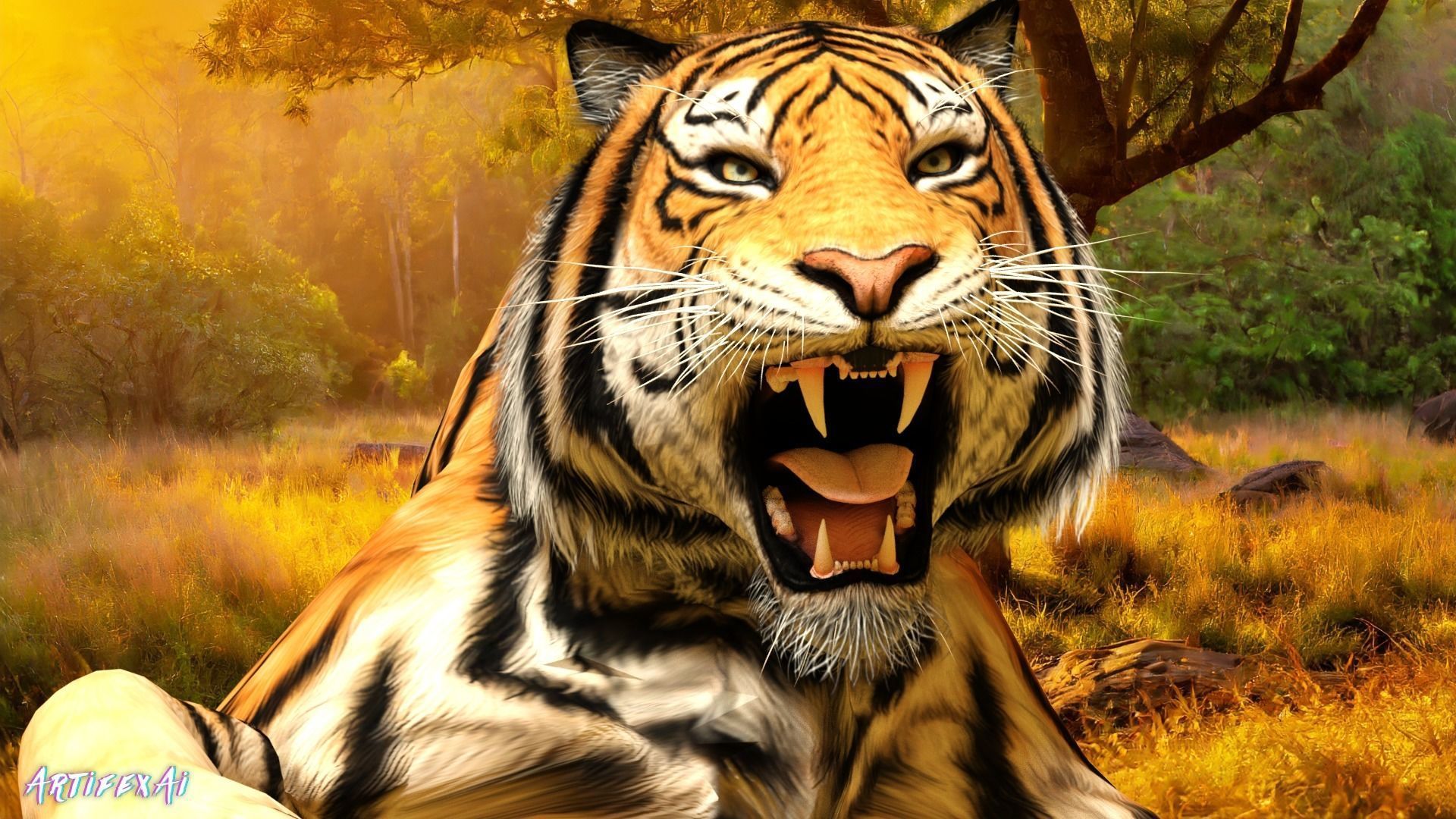 Fierce Tiger Low-poly 3D model_1