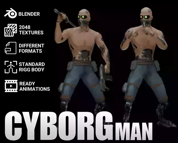 Cyberpunk Samurai Character Low-poly 3D model