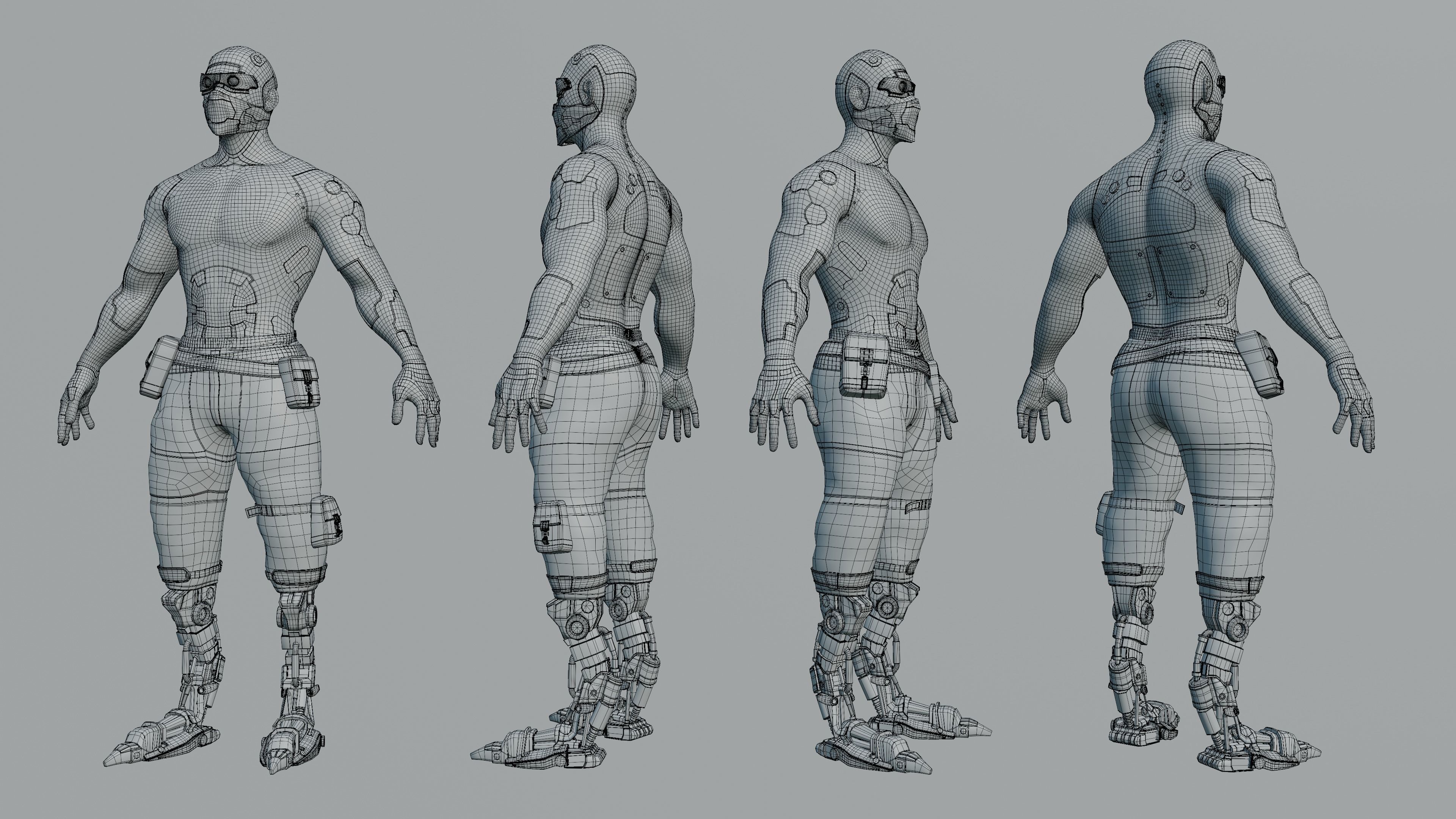 Cyberpunk Samurai Character Low-poly 3D model_14