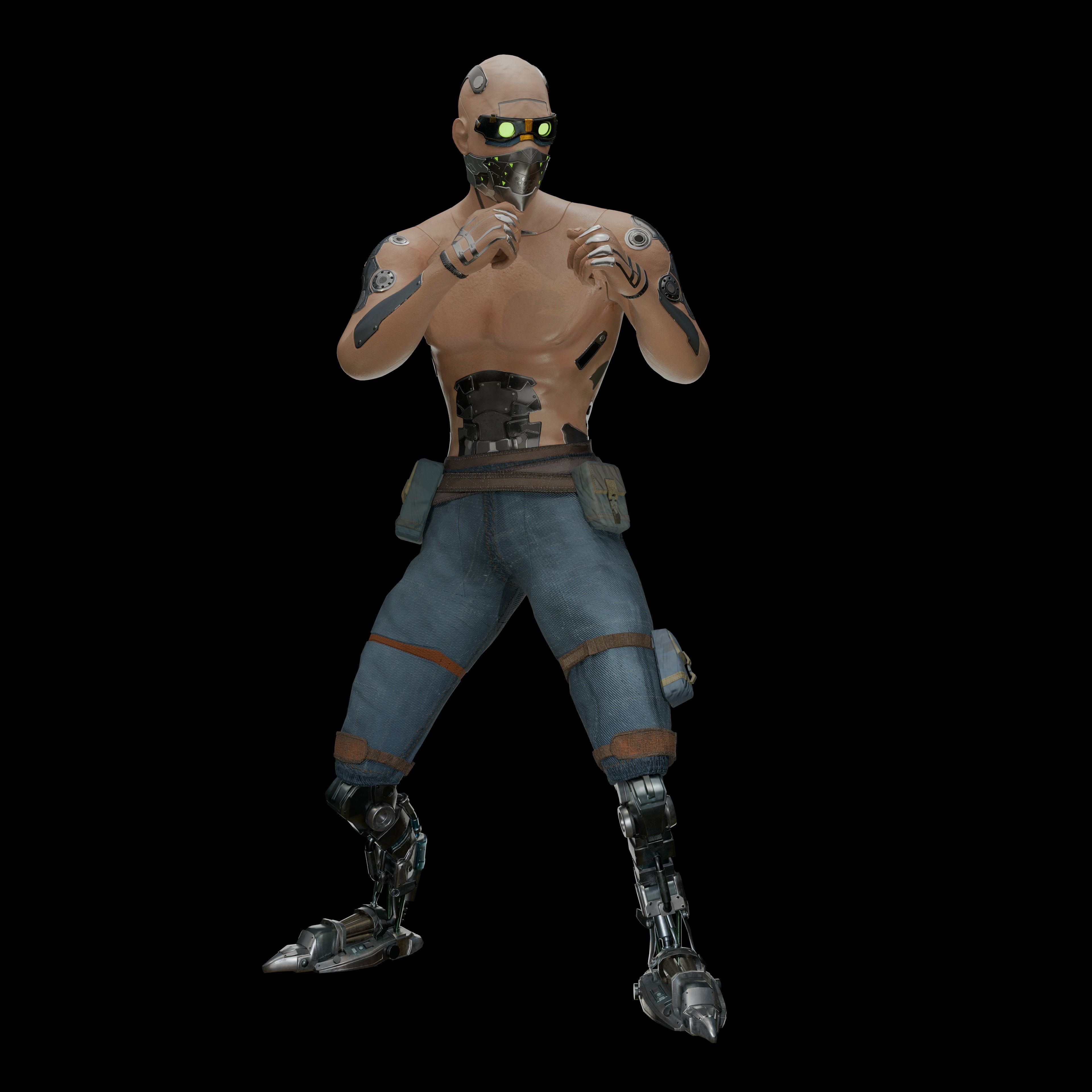 Cyberpunk Samurai Character Low-poly 3D model_10