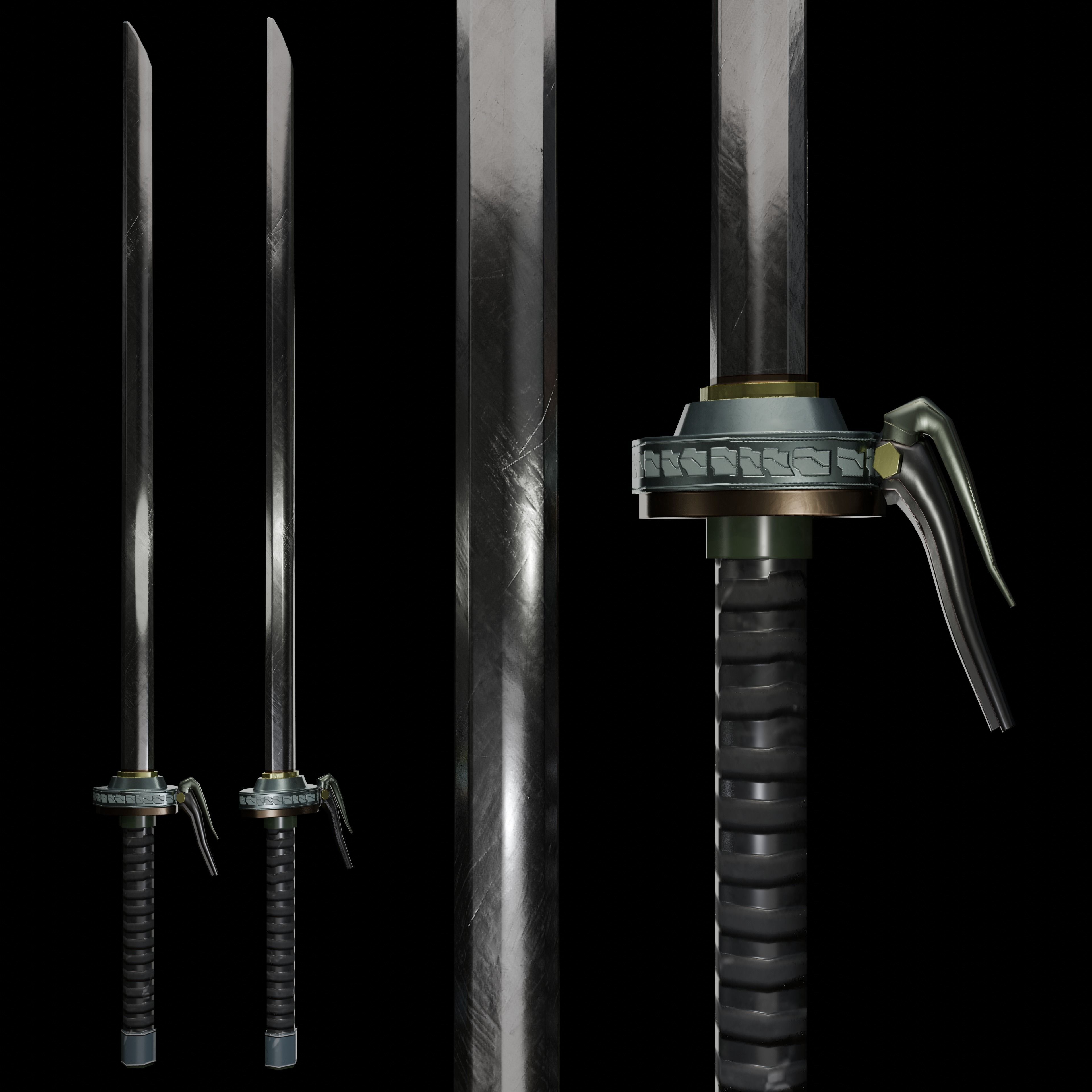 Cyberpunk Samurai Character Low-poly 3D model_7