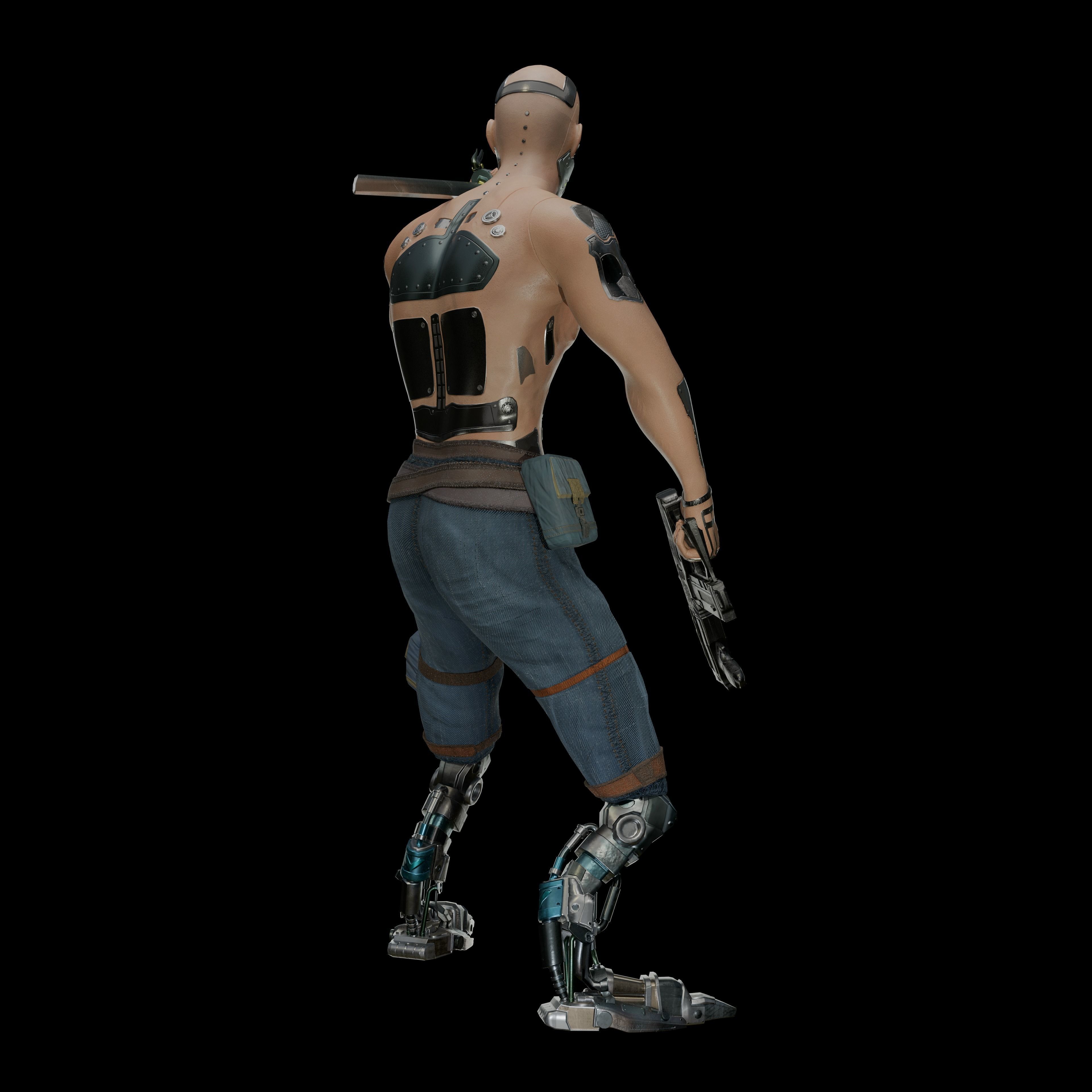 Cyberpunk Samurai Character Low-poly 3D model_11