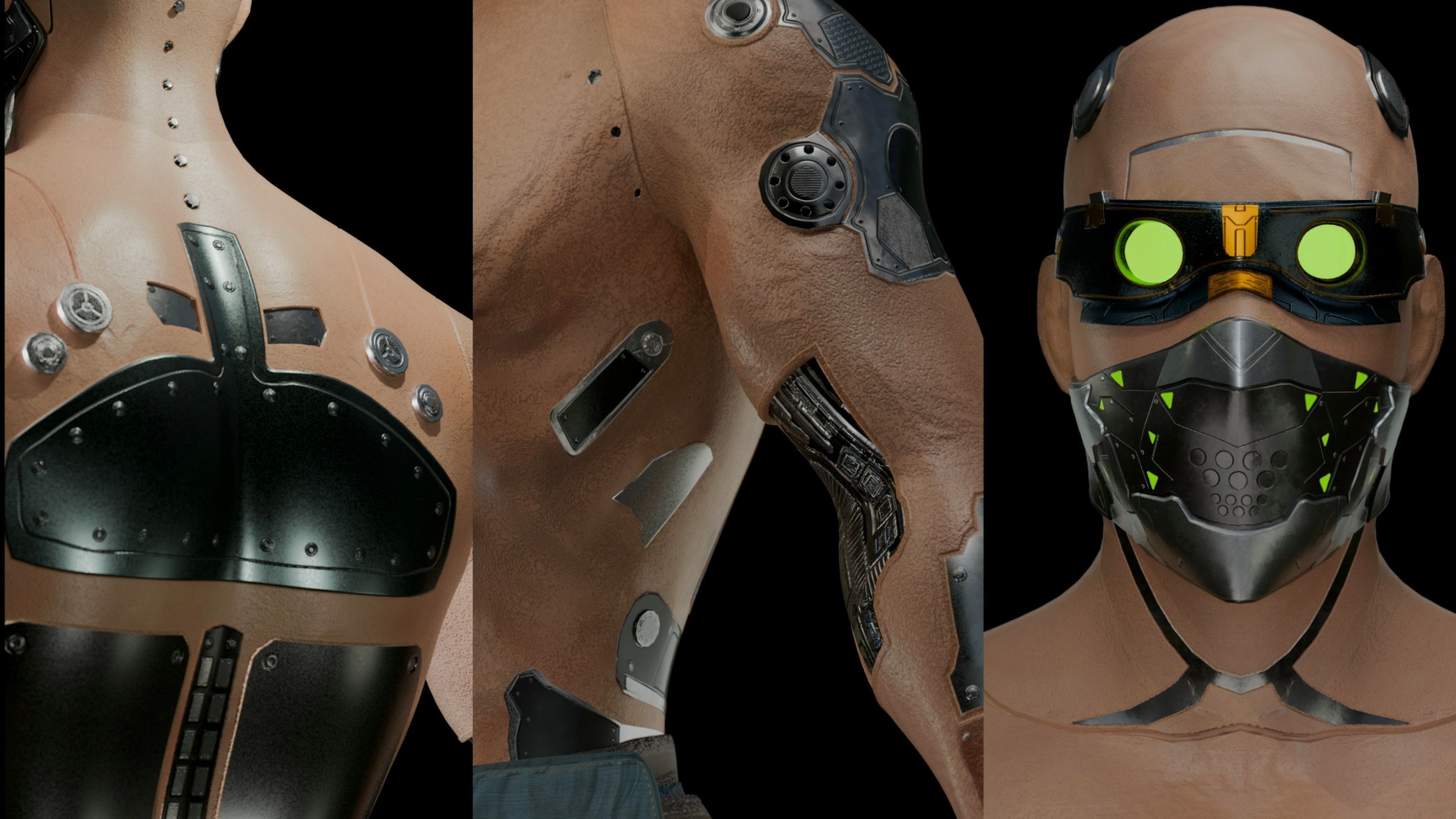 Cyberpunk Samurai Character Low-poly 3D model_5