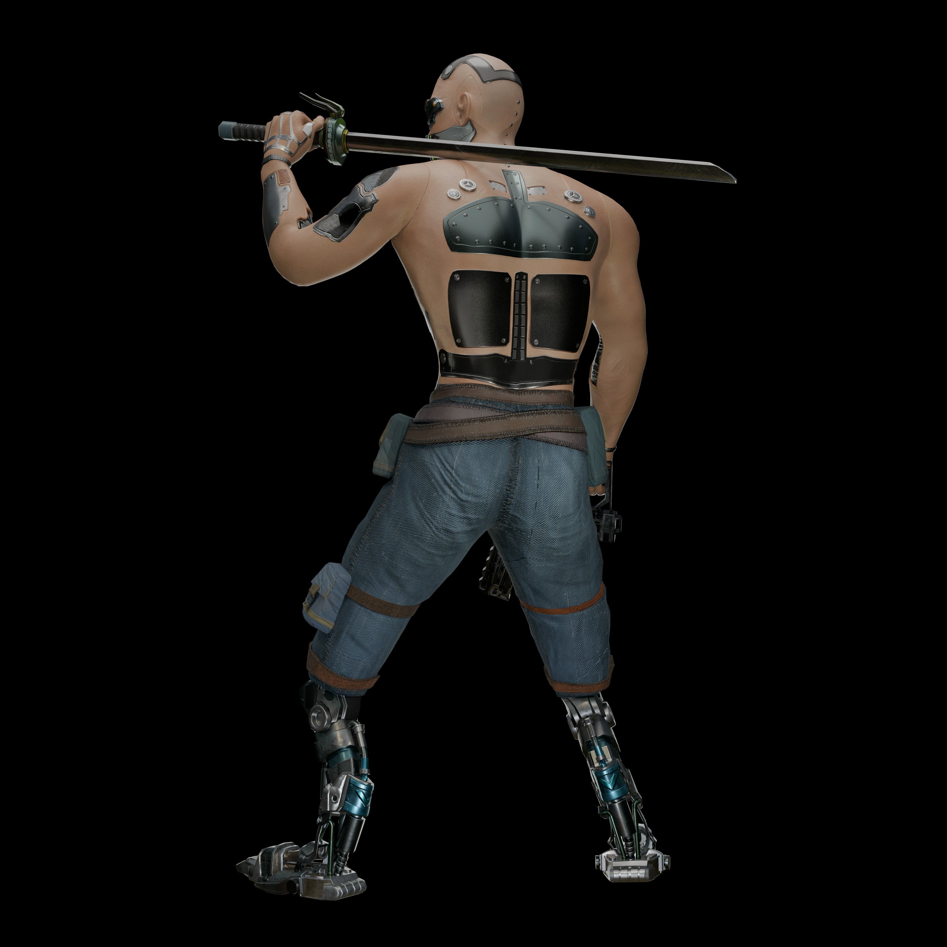 Cyberpunk Samurai Character Low-poly 3D model_8