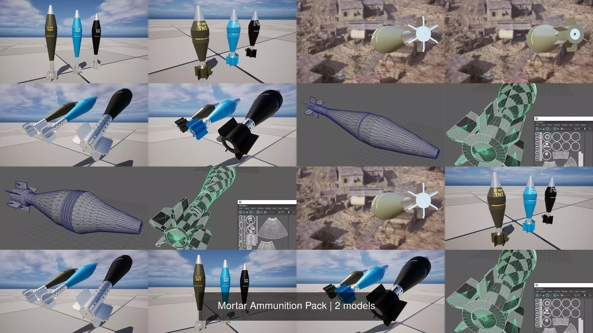 Mortar Ammunition Pack 3D Model Collection_0