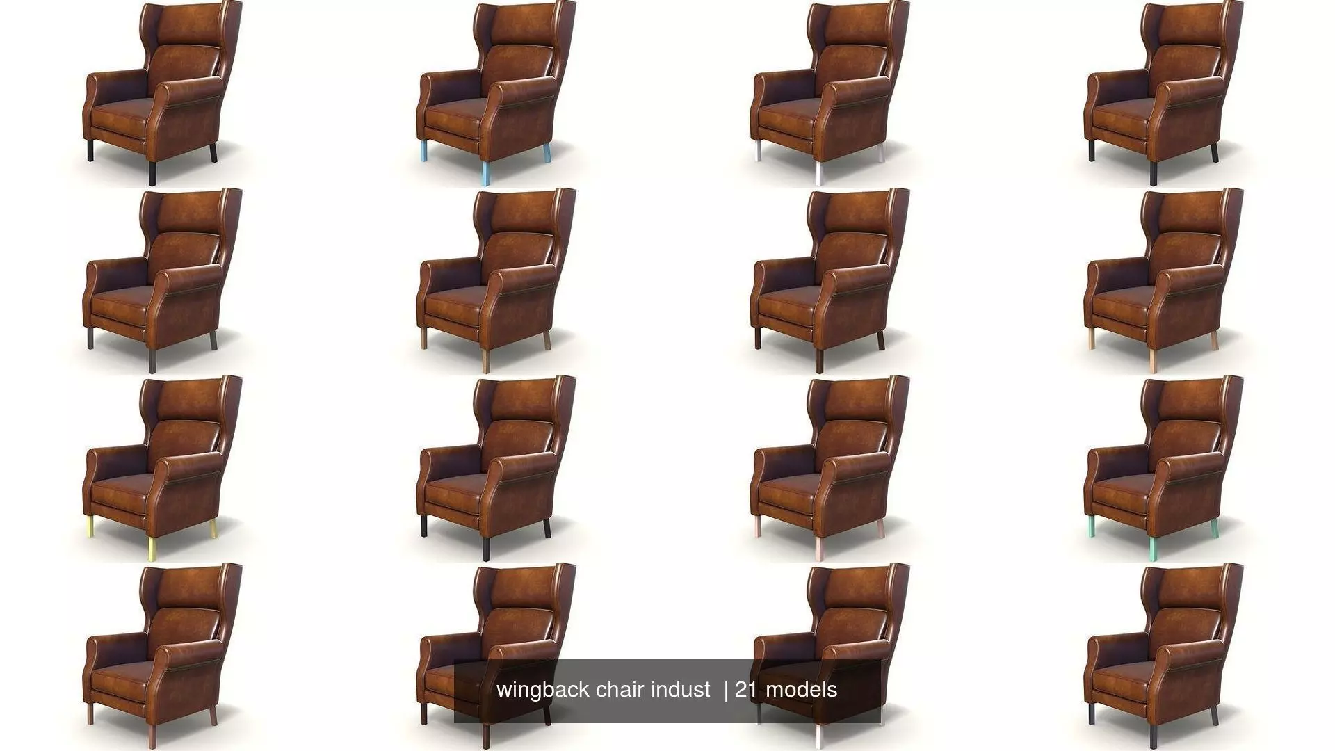 wingback chair indust  3D Model Collection_0