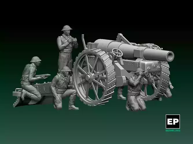 British soldiers ARTILLERY ww2 and Howitzer Mark VI UK