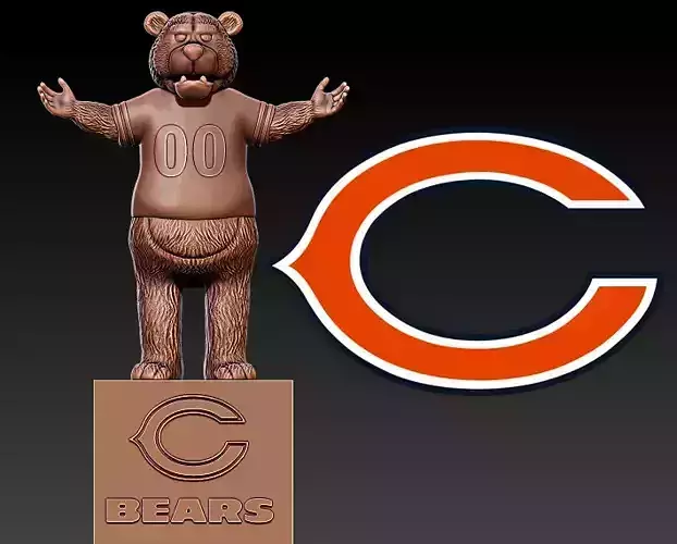 NFL - CHICAGO BEARS FOOTBALL MASCOT STATUE DESTOP - 3D PRINT