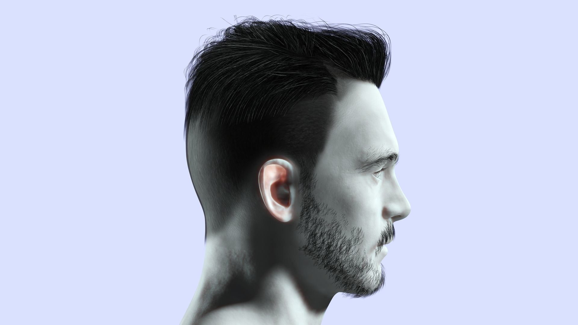 Realistic Male Hair Cut - Pump It Up Low-poly 3D model_5
