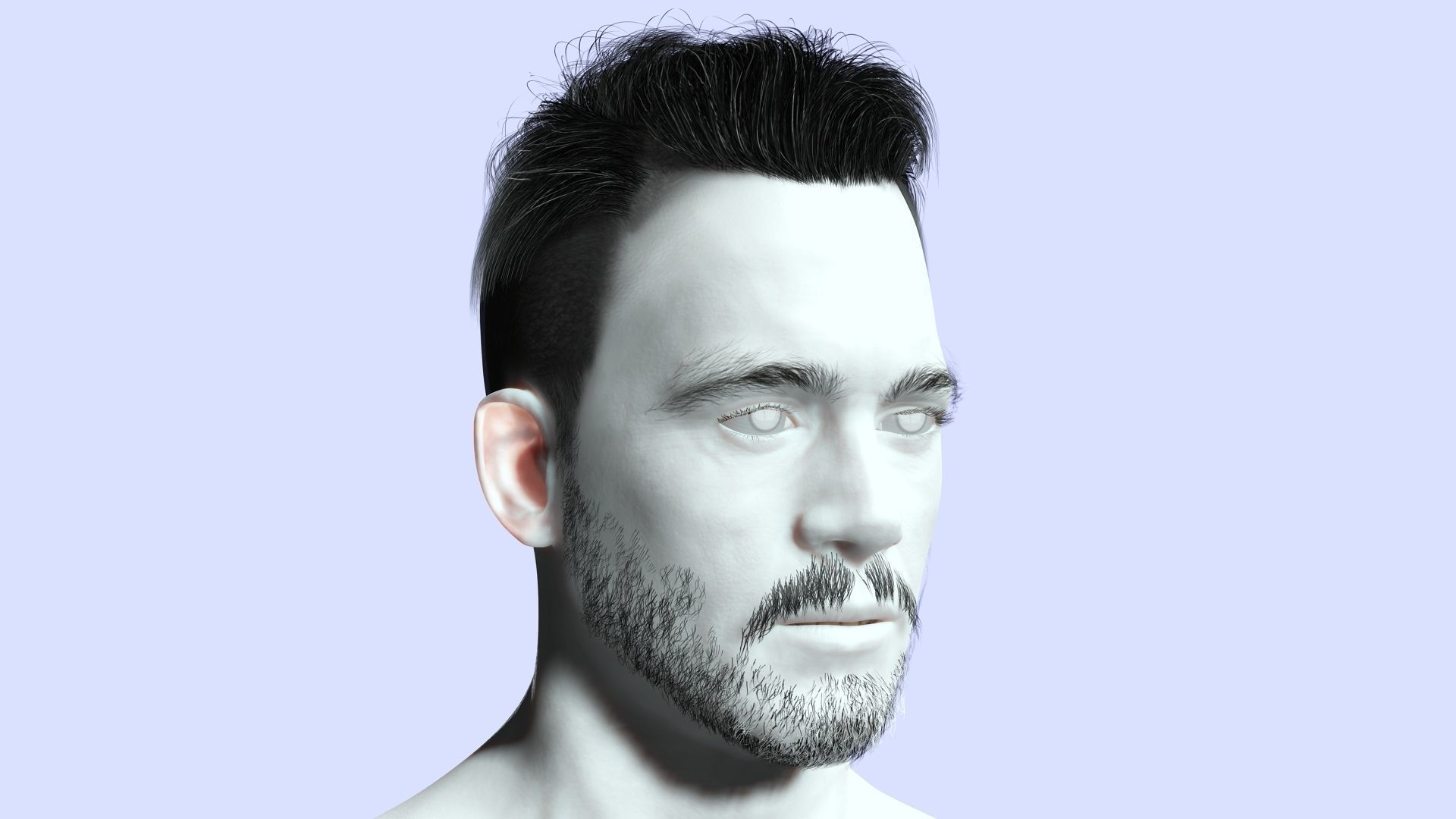 Realistic Male Hair Cut - Pump It Up Low-poly 3D model_6