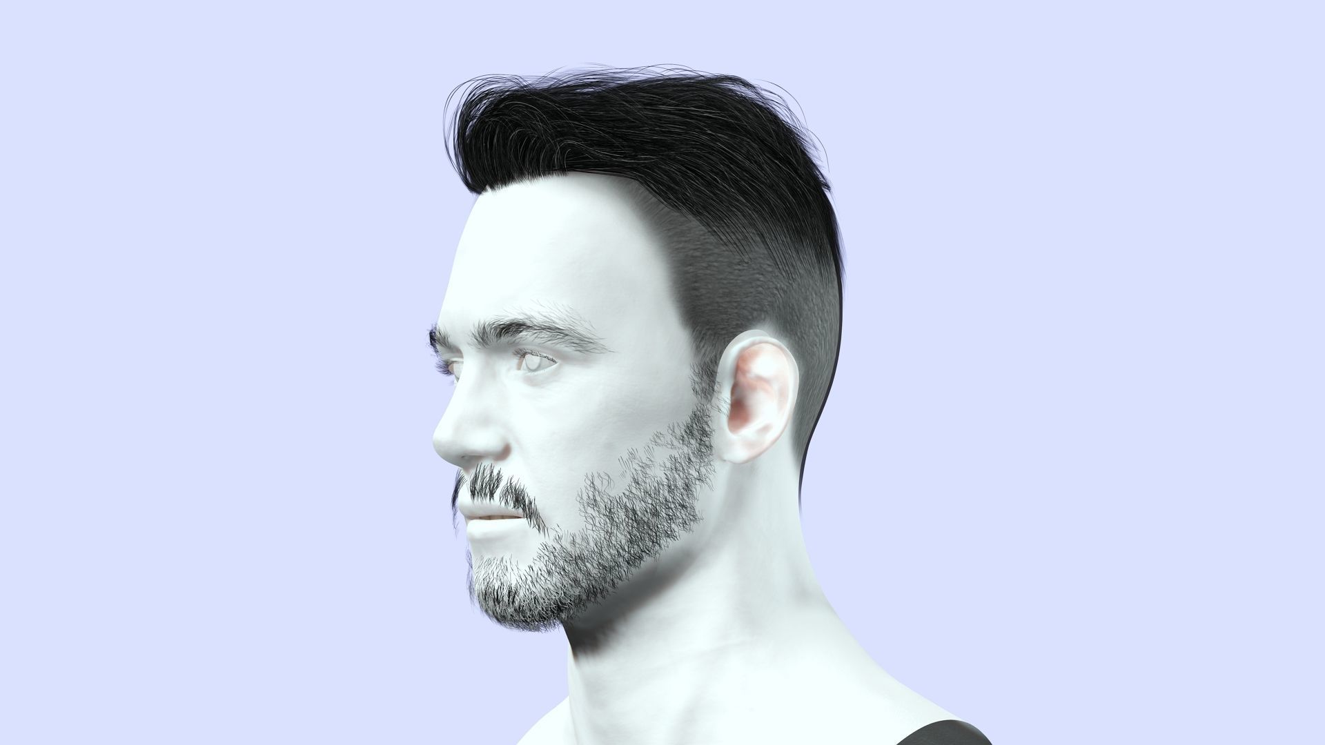 Realistic Male Hair Cut - Pump It Up Low-poly 3D model_2