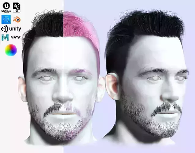 Realistic Male Hair Cut - Pump It Up Low-poly 3D model