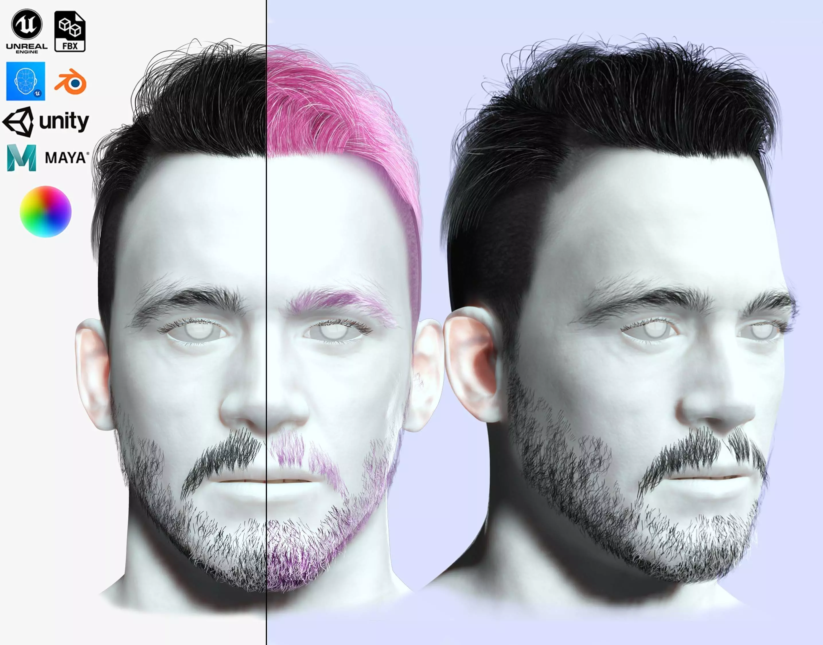 Realistic Male Hair Cut - Pump It Up Low-poly 3D model_0