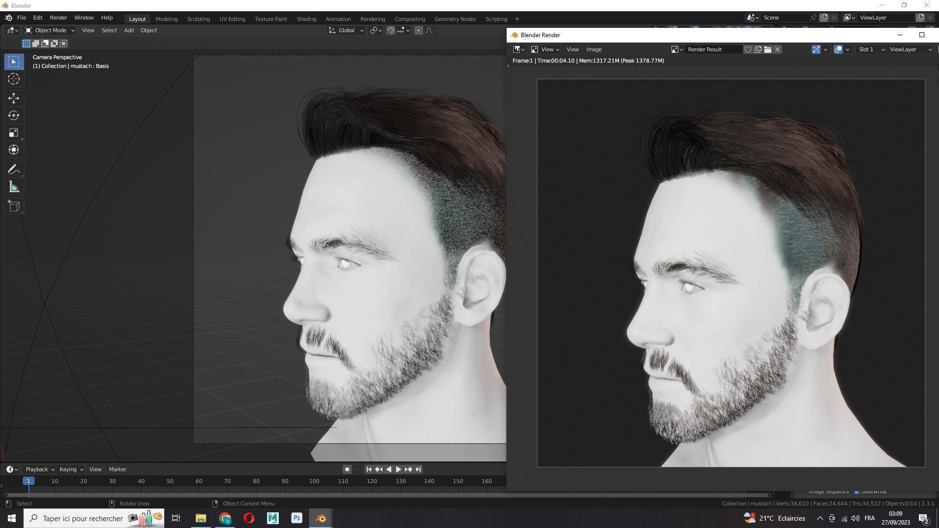 Realistic Male Hair Cut - Pump It Up Low-poly 3D model_13