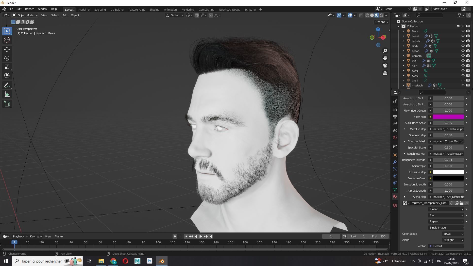 Realistic Male Hair Cut - Pump It Up Low-poly 3D model_12