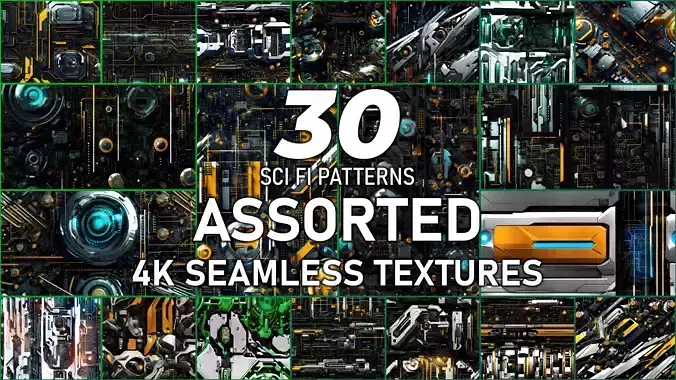 30 Seamless Sci-fi Patterns - Assorted Texture Texture