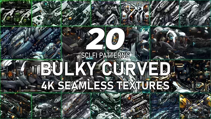 20 Seamless Sci-fi Patterns - Bulky Curved Texture Texture