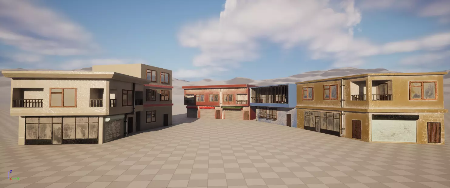 Small Town Buildings 3D Model Collection_0