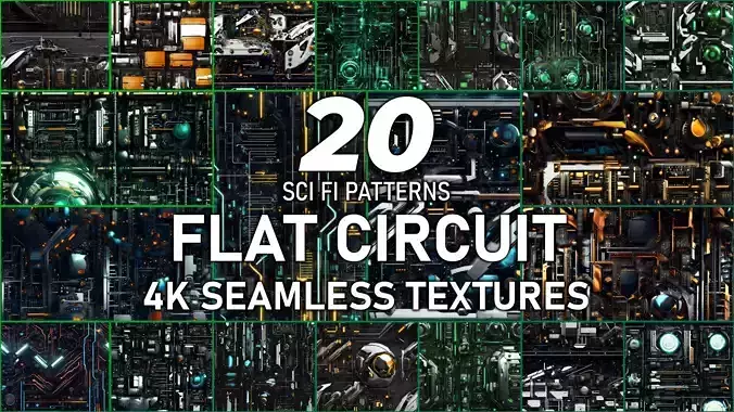 20 Seamless Sci-fi Patterns - Flat Circuit Texture Texture