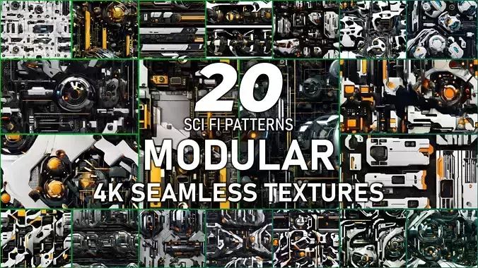 20 Seamless Sci-fi Patterns - Modular Texture Texture