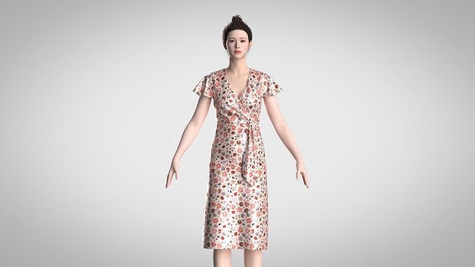 Ladies Wrap Dress 3D model