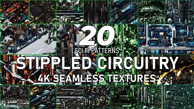 20 Seamless Sci-fi Patterns - Stippled Circuitry Texture Texture