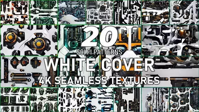 20 Seamless Sci-fi Patterns - White Cover Texture Texture