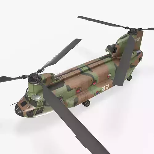 CH-47 Chinook Korean Air Force Complex Animation Low-poly 3D model