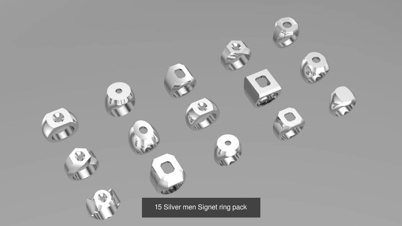 Men signet ring 3D Model Collection_1