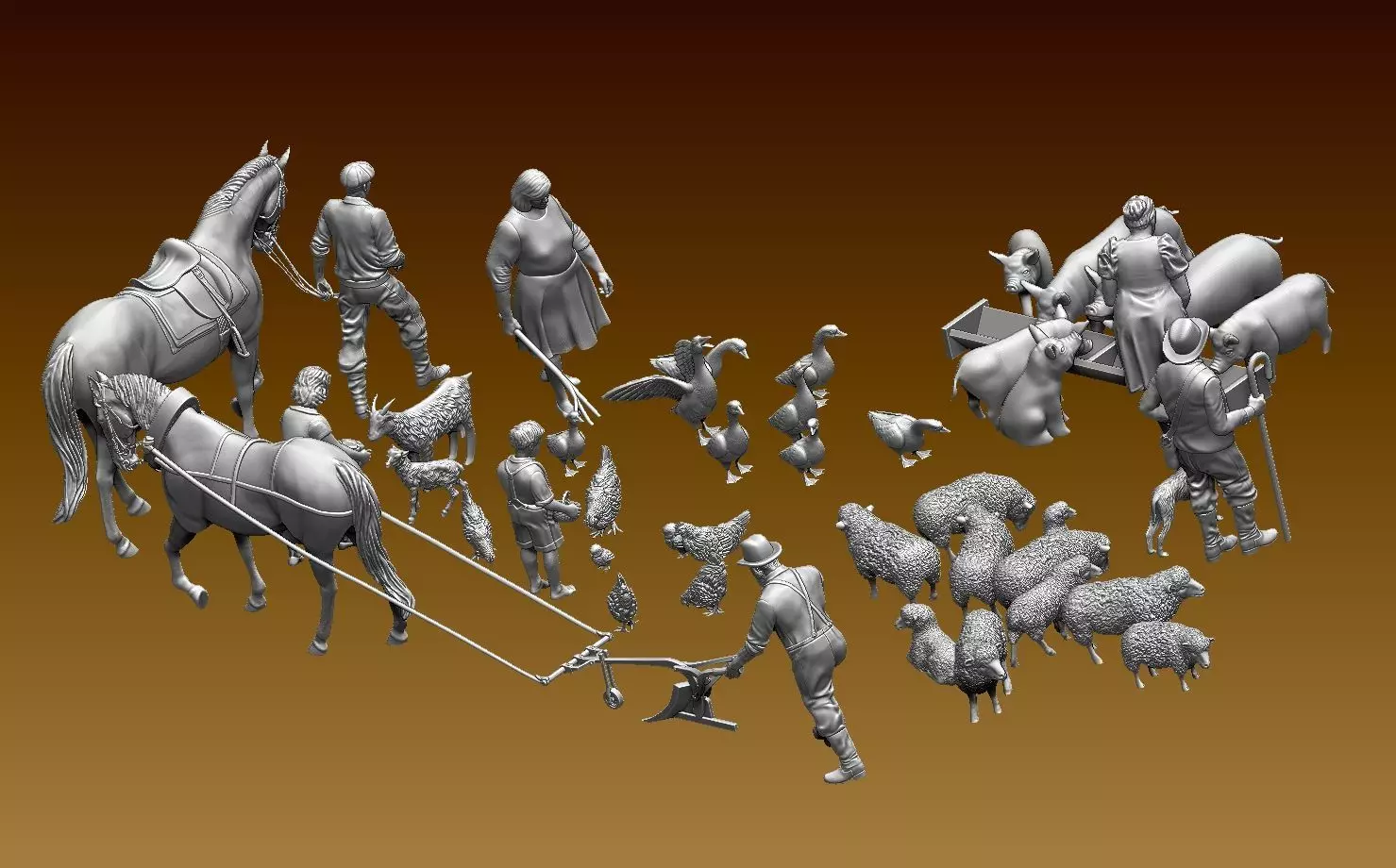 village farm cattle 3D print model