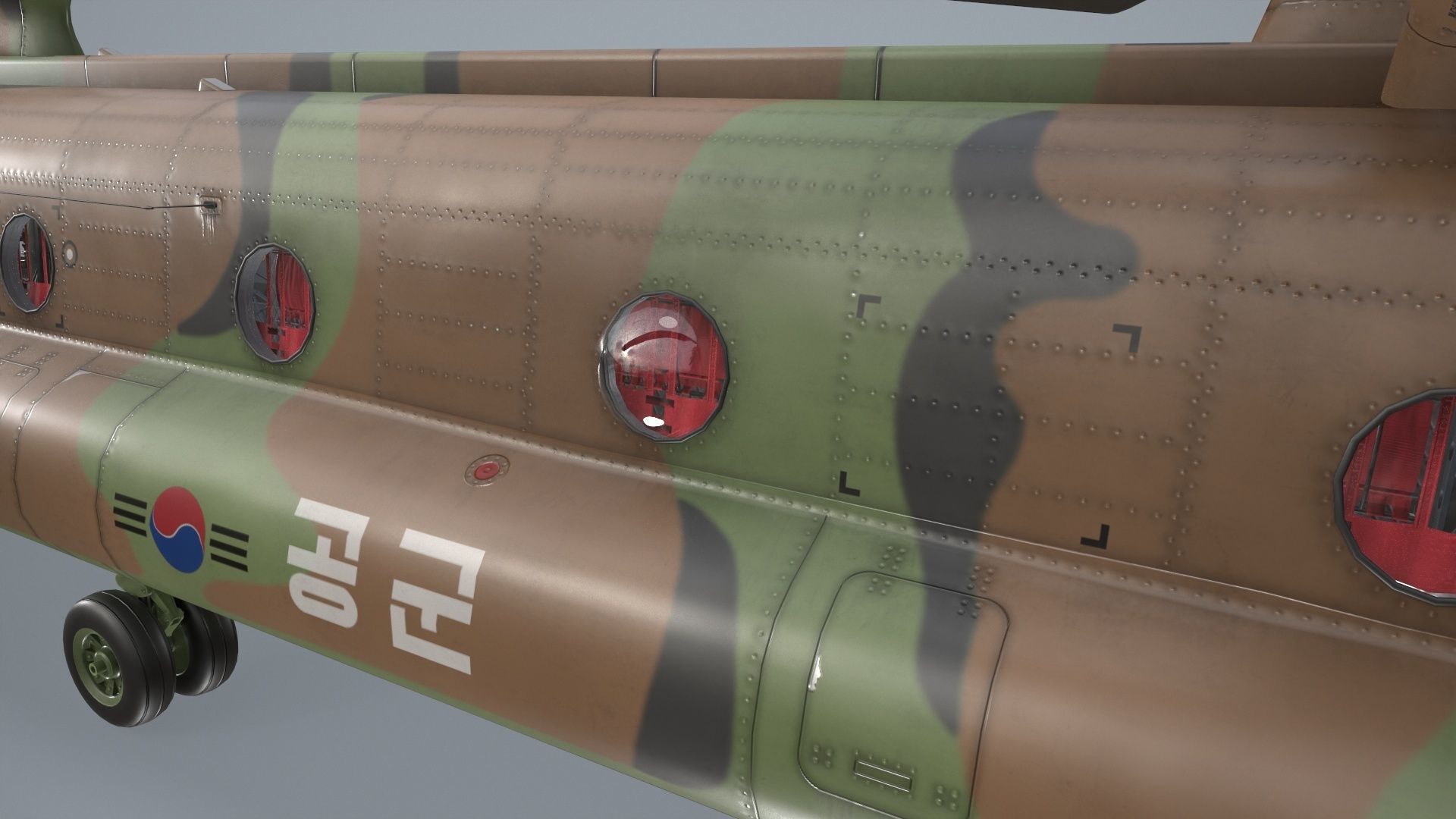 CH-47 Chinook Korean Air Force Static Low-poly 3D model_8