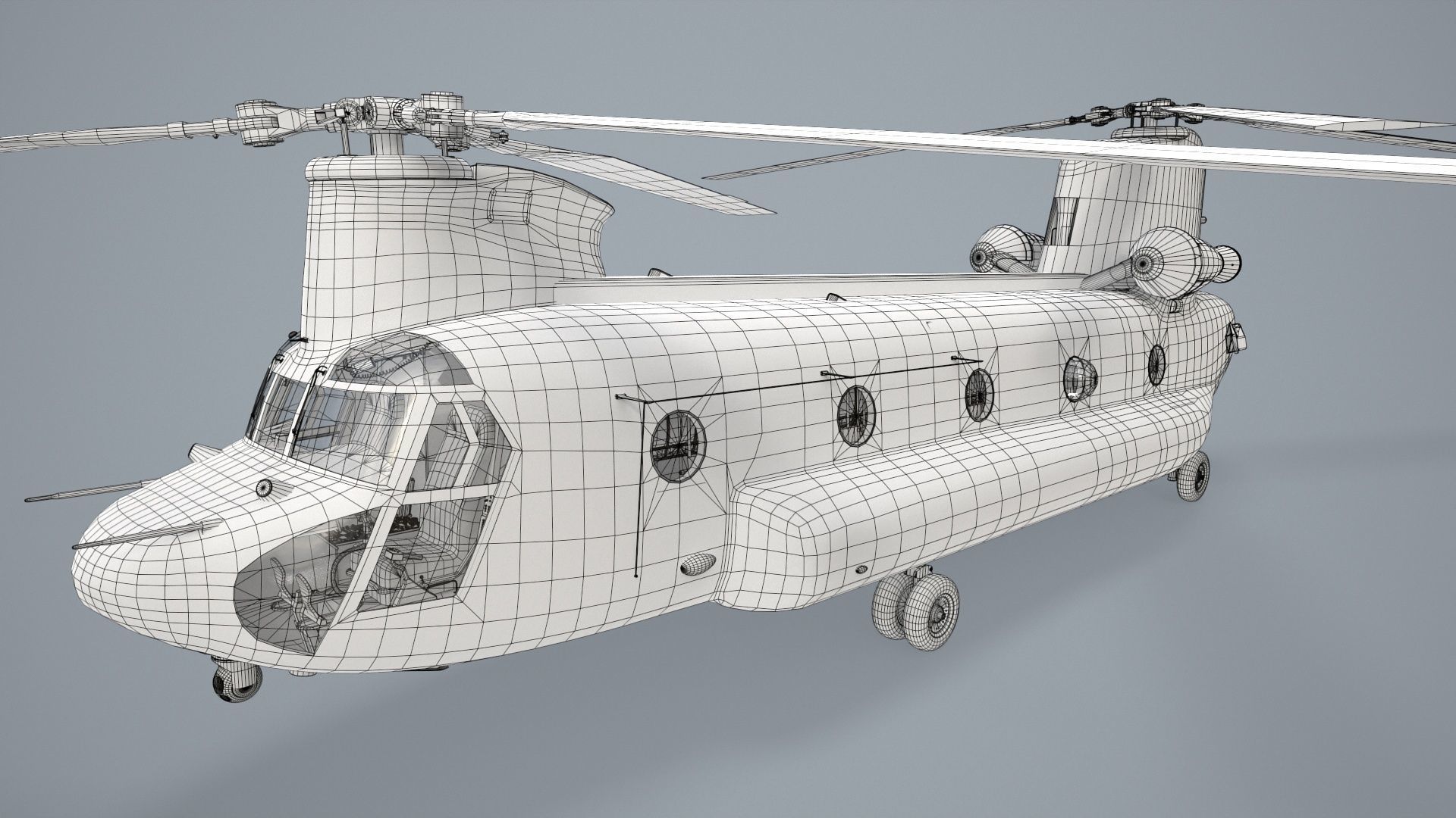 CH-47 Chinook Korean Air Force Static Low-poly 3D model_28
