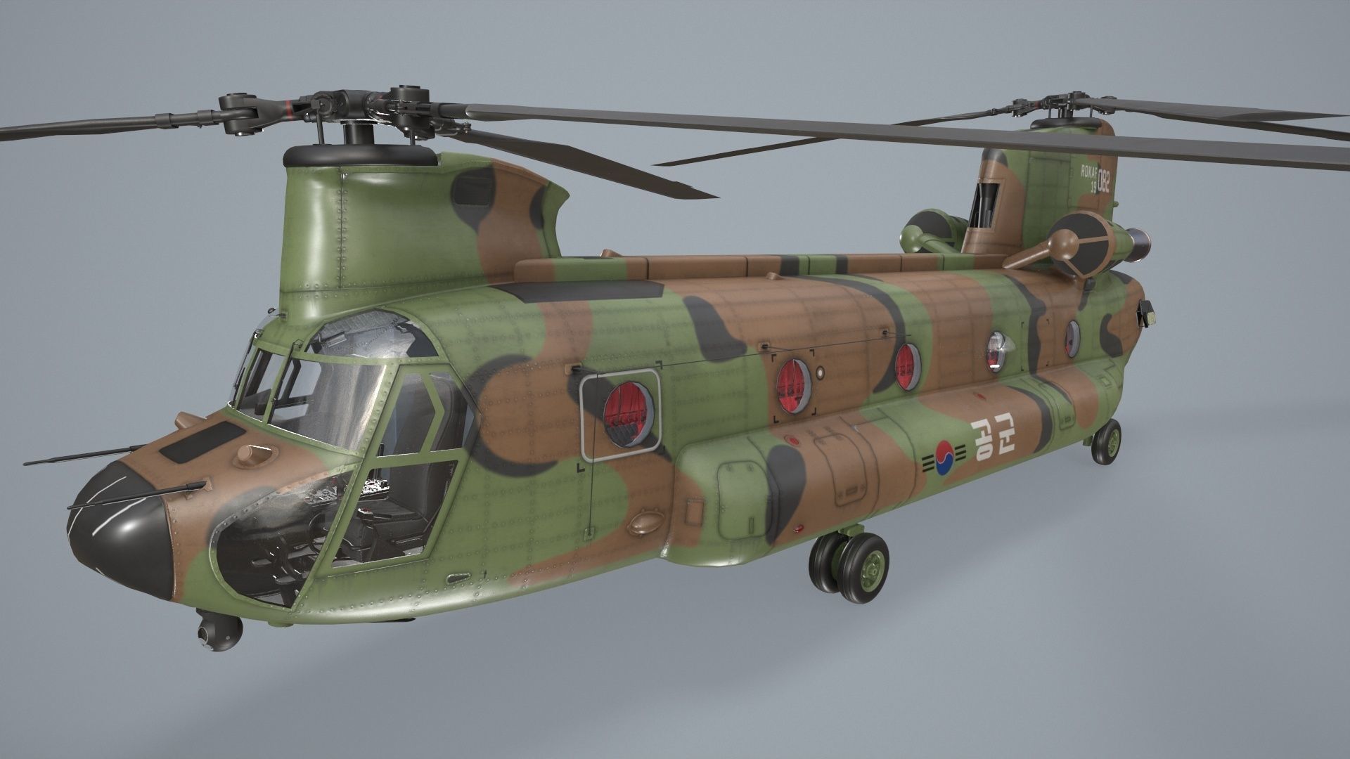 CH-47 Chinook Korean Air Force Static Low-poly 3D model_3