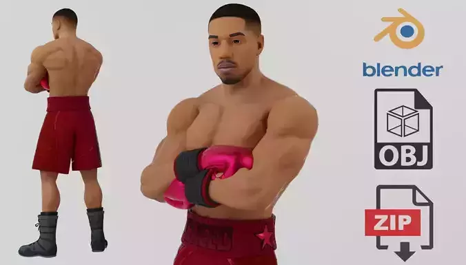 Adonis Creed Lowpoly RIgged Free low-poly 3D model