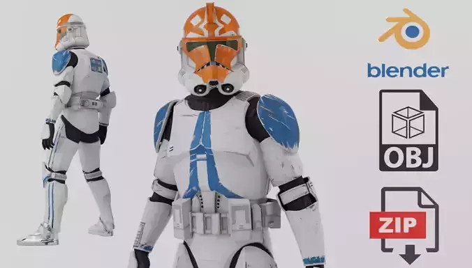 Ahsokas Clone Trooper Lowpoly Rigged Free low-poly 3D model